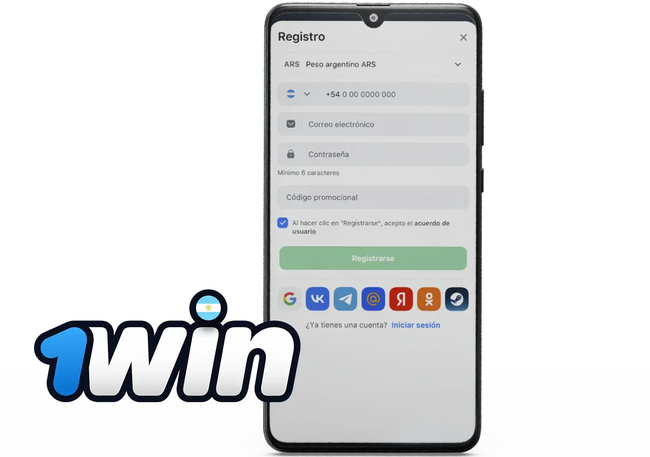 Registro en la aplicación móvil 1Win Argentina