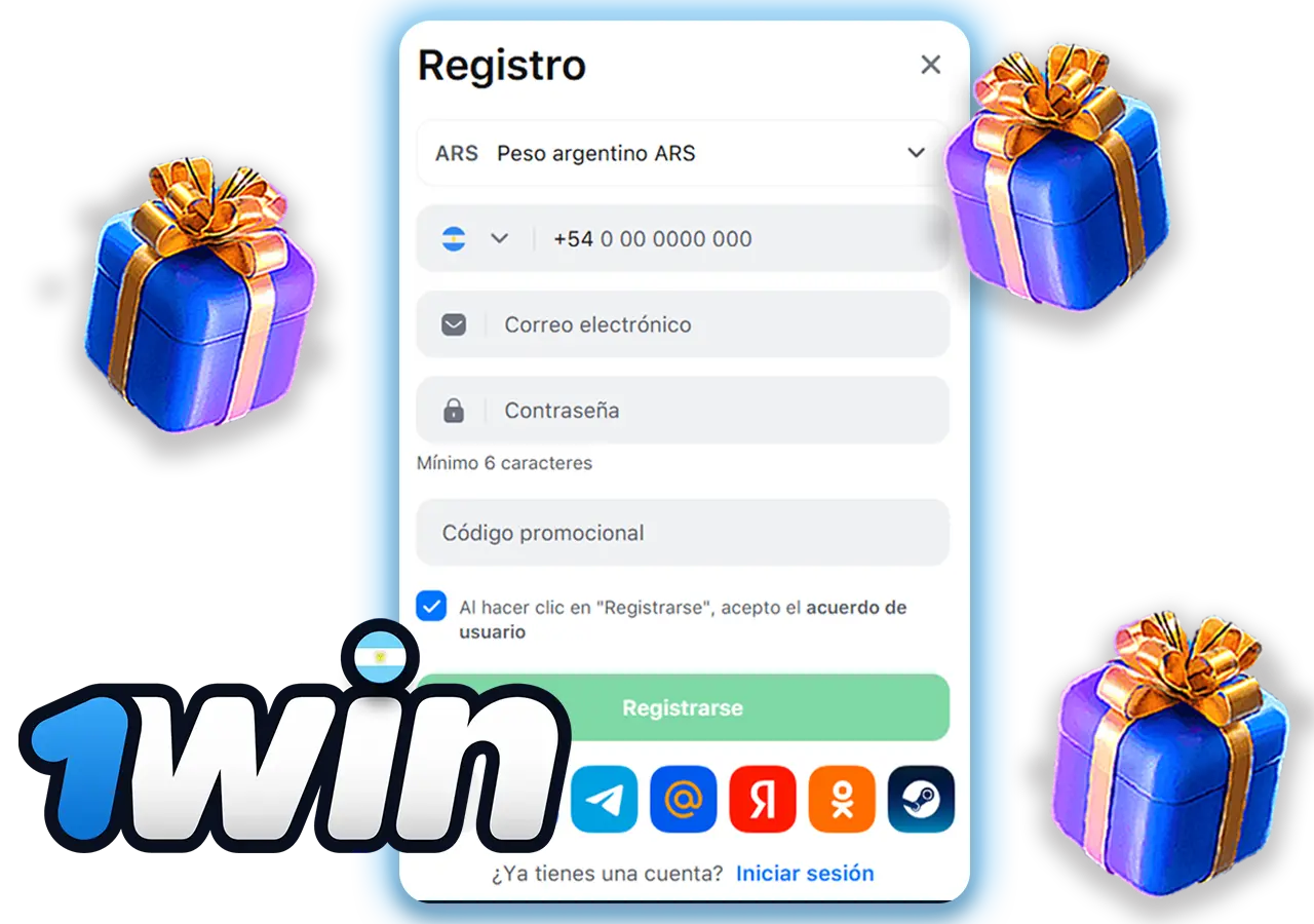 Registro y obtención del bono en 1Win Argentina