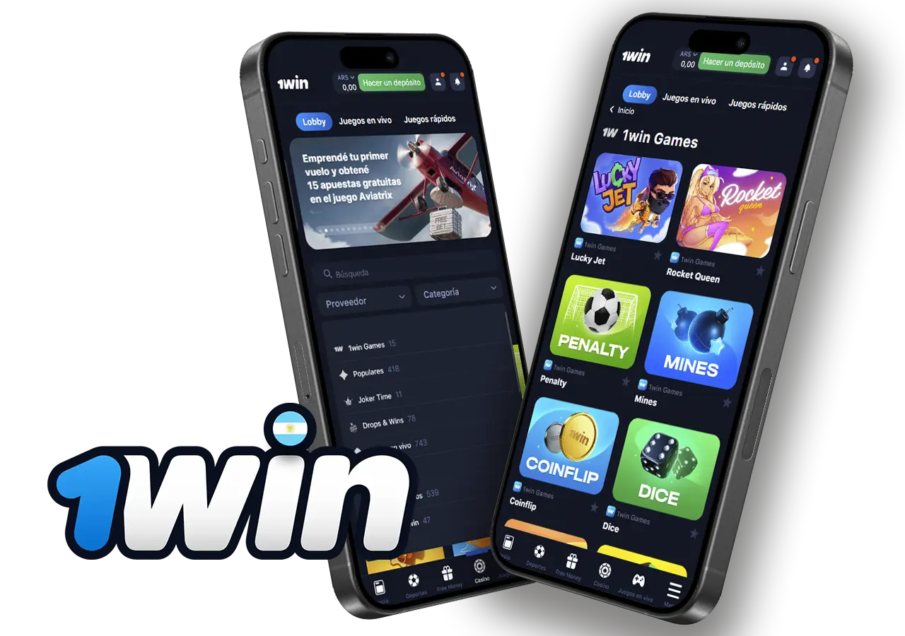 Información sobre los juegos en la aplicación 1Win Argentina