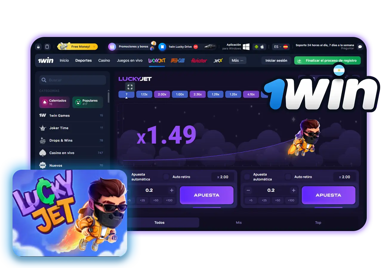 Información sobre el juego Lucky Jet en 1Win Argentina